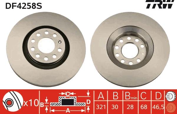 TRW DF4258S - Bremžu diski autospares.lv