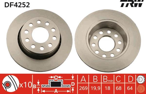 TRW DF4252 - Bremžu diski www.autospares.lv