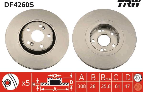 TRW DF4260S - Brake Disc www.autospares.lv