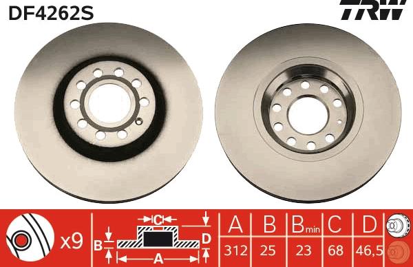 TRW DF4262S - Bremžu diski www.autospares.lv