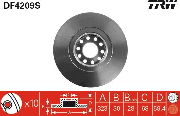 TRW DF4209S - Bremžu diski autospares.lv