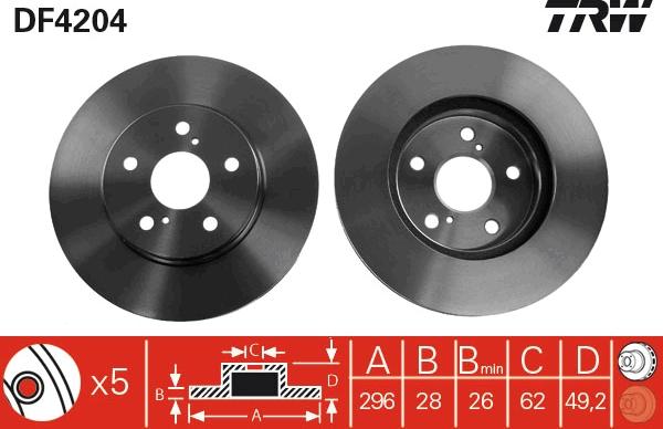 TRW DF4204 - Тормозной диск www.autospares.lv