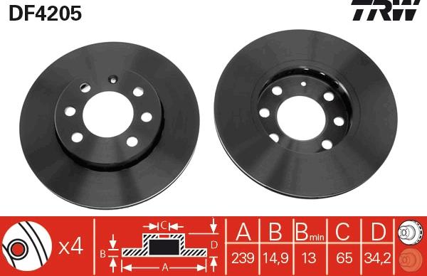 TRW DF4205 - Bremžu diski autospares.lv