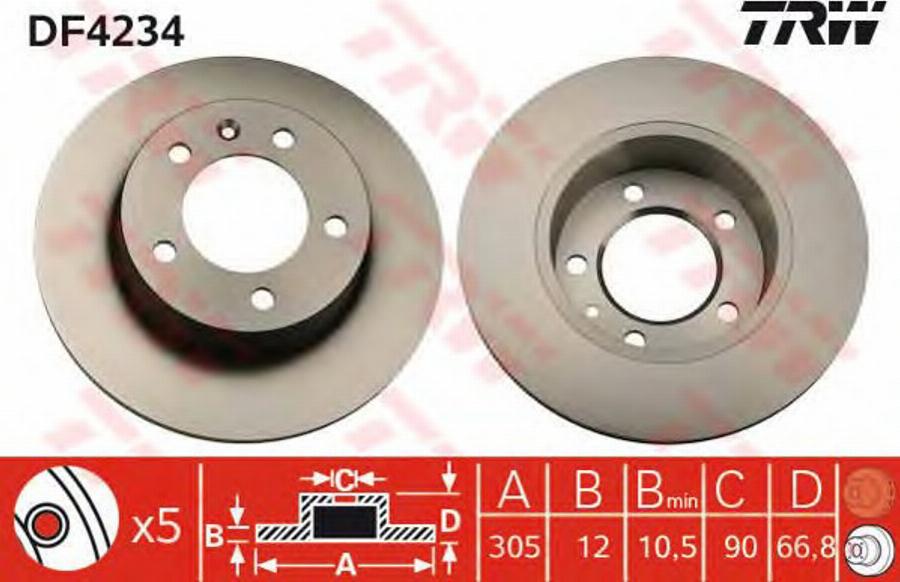 TRW DF4234BP - Bremžu diski www.autospares.lv