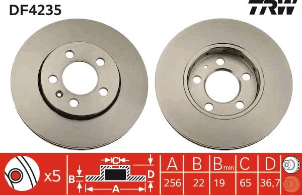 TRW DF4235 - Тормозной диск www.autospares.lv