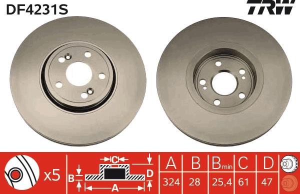 TRW DF4231S - Bremžu diski www.autospares.lv