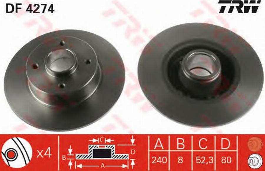 TRW DF4274BPS - Bremžu diski www.autospares.lv