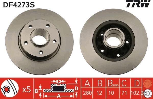 TRW DF4273S - Brake Disc www.autospares.lv