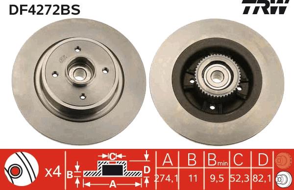 TRW DF4272BS - Bremžu diski www.autospares.lv