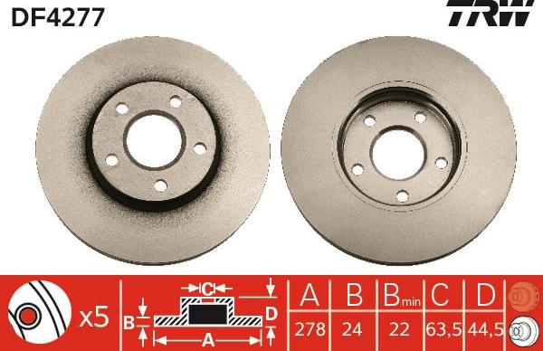 TRW DF4277 - Тормозной диск www.autospares.lv