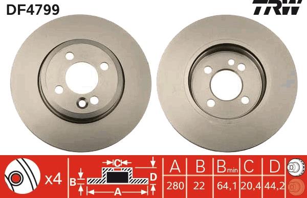 TRW DF4799 - Bremžu diski www.autospares.lv