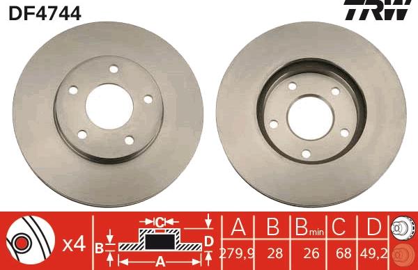 TRW DF4744 - Bremžu diski www.autospares.lv