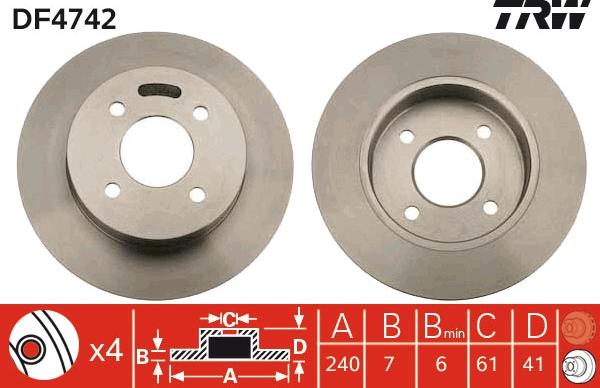 TRW DF4742 - Bremžu diski www.autospares.lv