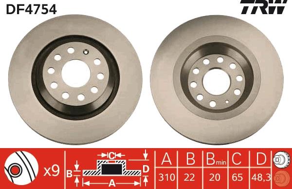 TRW DF4754 - Bremžu diski www.autospares.lv