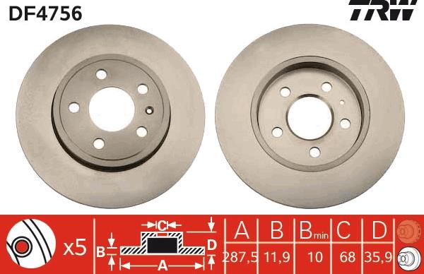 TRW DF4756 - Bremžu diski www.autospares.lv