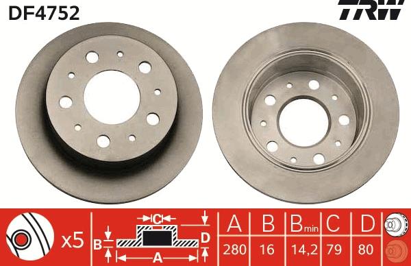 TRW DF4752 - Brake Disc www.autospares.lv