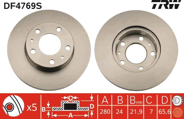 TRW DF4769S - Bremžu diski www.autospares.lv