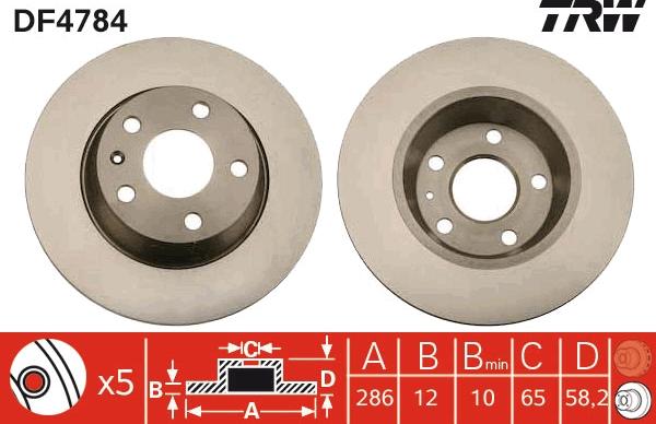 TRW DF4784 - Bremžu diski www.autospares.lv