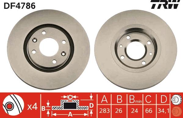 TRW DF4786 - Bremžu diski www.autospares.lv