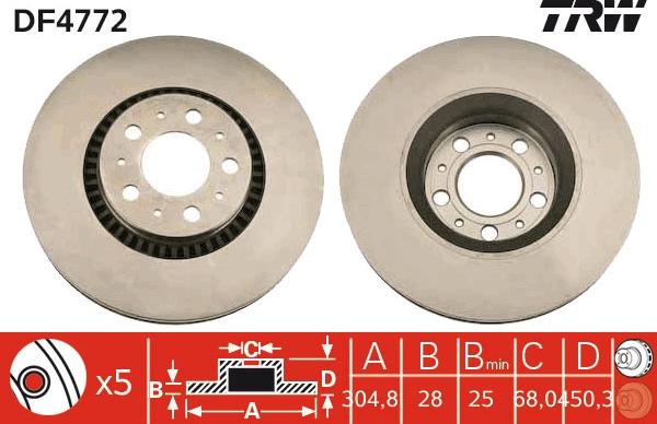 TRW DF4772 - Bremžu diski www.autospares.lv