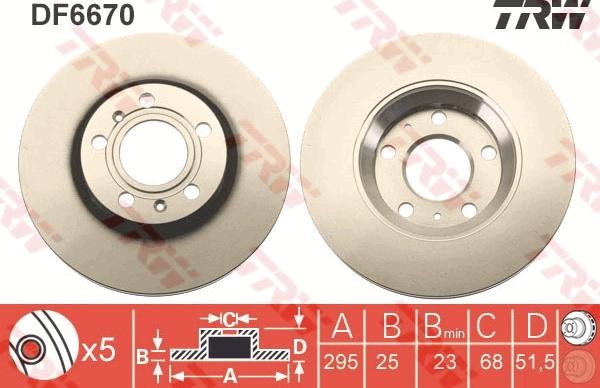 TRW DF6670 - Brake Disc www.autospares.lv