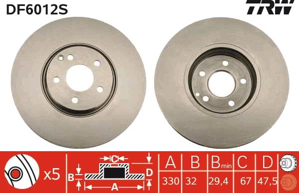 TRW DF6012S - Bremžu diski www.autospares.lv