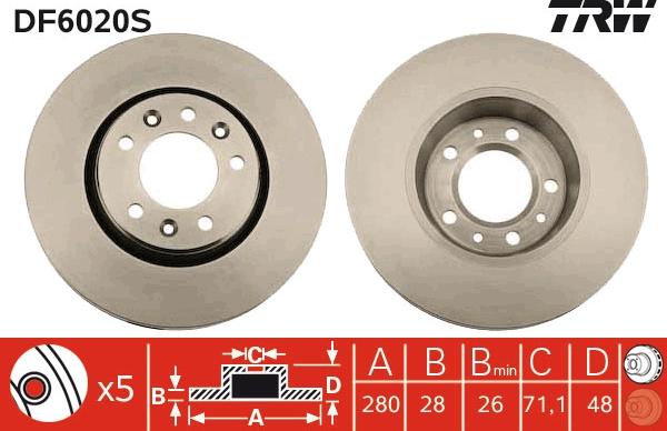 TRW DF6020S - Bremžu diski www.autospares.lv