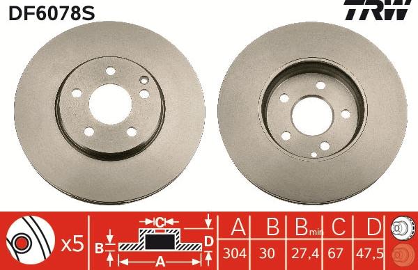 TRW DF6078S - Bremžu diski www.autospares.lv