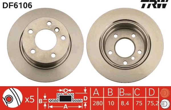 TRW DF6106 - Bremžu diski www.autospares.lv