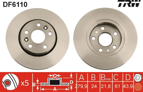 TRW DF6110 - Bremžu diski www.autospares.lv