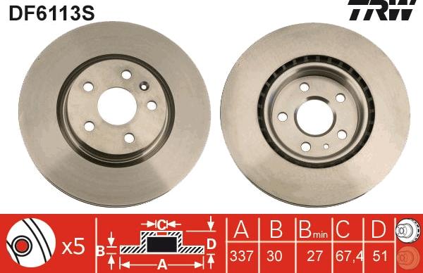 TRW DF6113S - Bremžu diski www.autospares.lv