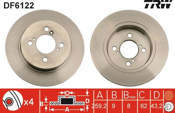 TRW DF6122 - Bremžu diski www.autospares.lv