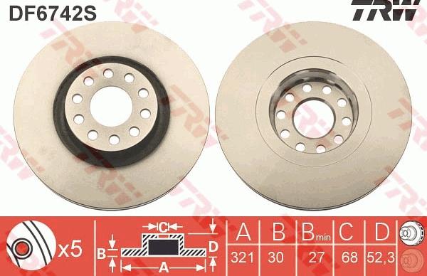 TRW DF6742S - Bremžu diski autospares.lv