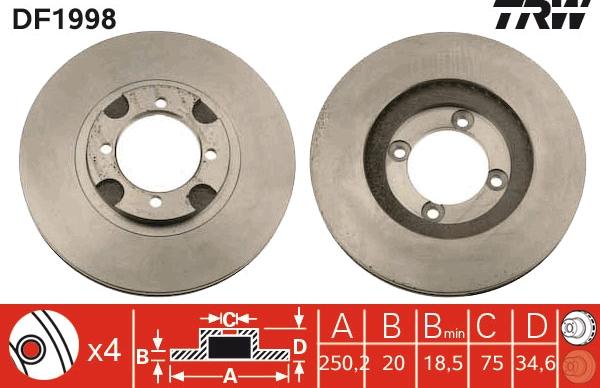 TRW DF1998 - Bremžu diski www.autospares.lv