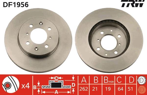 TRW DF1956 - Bremžu diski www.autospares.lv