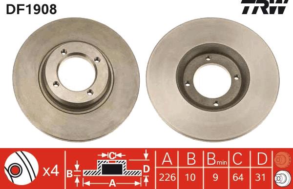 TRW DF1908 - Bremžu diski www.autospares.lv