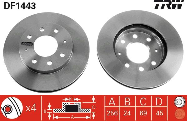 TRW DF1443 - Bremžu diski www.autospares.lv