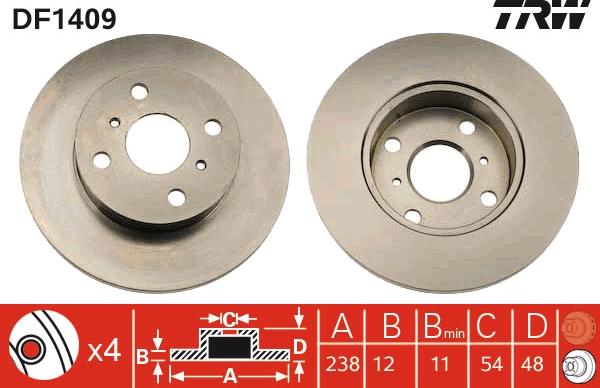 TRW DF1409 - Bremžu diski www.autospares.lv