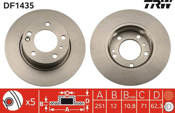 TRW DF1435 - Bremžu diski www.autospares.lv