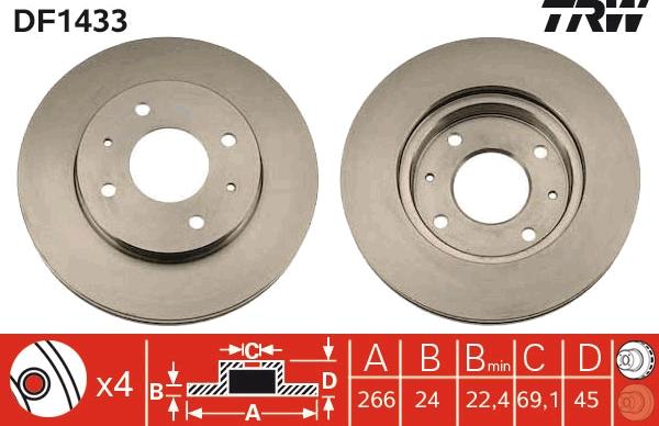 TRW DF1433 - Bremžu diski www.autospares.lv