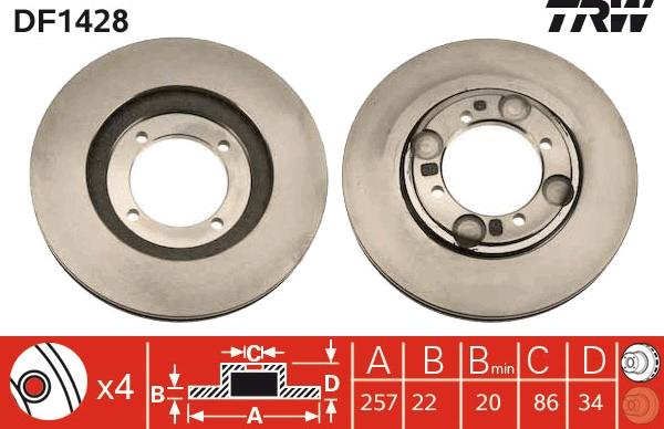 TRW DF1428 - Bremžu diski www.autospares.lv