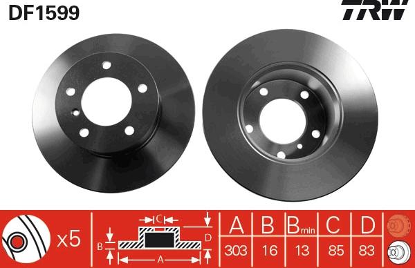 TRW DF1599 - Bremžu diski www.autospares.lv