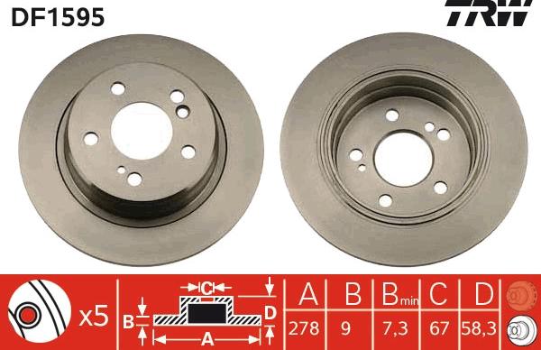 TRW DF1595 - Bremžu diski www.autospares.lv