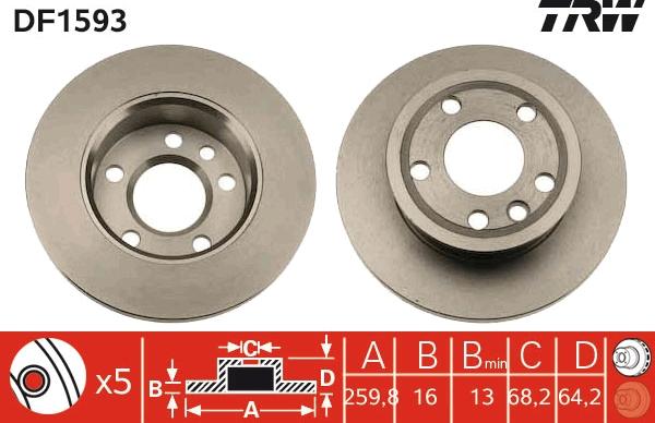 TRW DF1593 - Bremžu diski www.autospares.lv