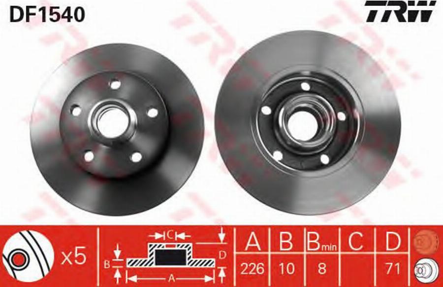 TRW DF1540BP - Bremžu diski www.autospares.lv