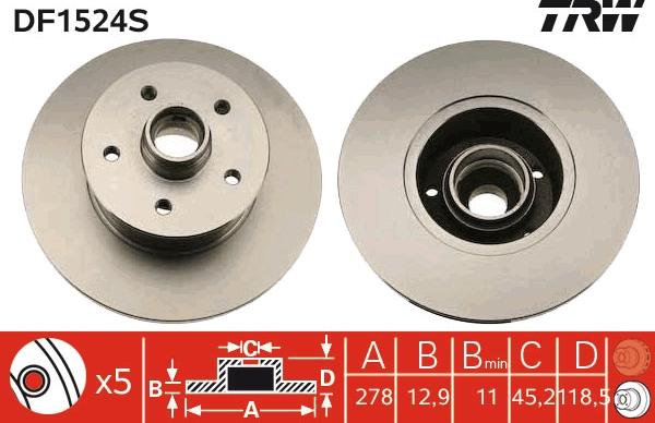 TRW DF1524S - Bremžu diski www.autospares.lv