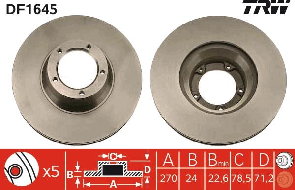 TRW DF1645 - Bremžu diski www.autospares.lv