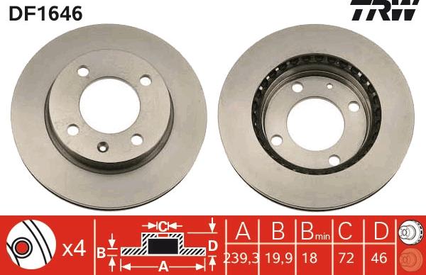 TRW DF1646 - Bremžu diski www.autospares.lv