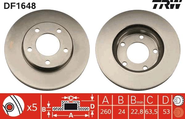 TRW DF1648 - Bremžu diski www.autospares.lv