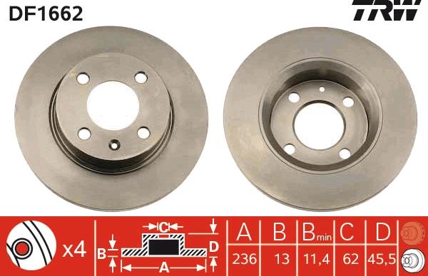 TRW DF1662 - Bremžu diski www.autospares.lv